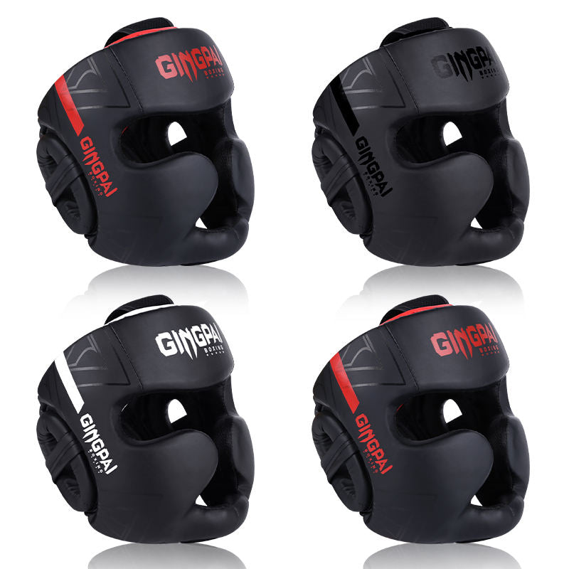 Casco de Boxeo GINGPAI de Cuero PU para Combate Libre para Adultos y Niños, Protector de Cabeza para MMA, Karate, Muay Thai, Kick Boxing y Guantes de Boxe