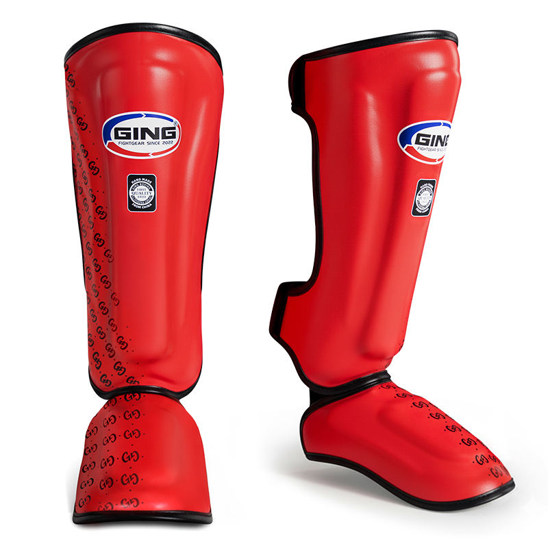 Espinilleras GING de Cuero PU de Alta Calidad, Ligeras, Protección Profesional, Transpirables, Compresivas y Duraderas para Muay thai y k1