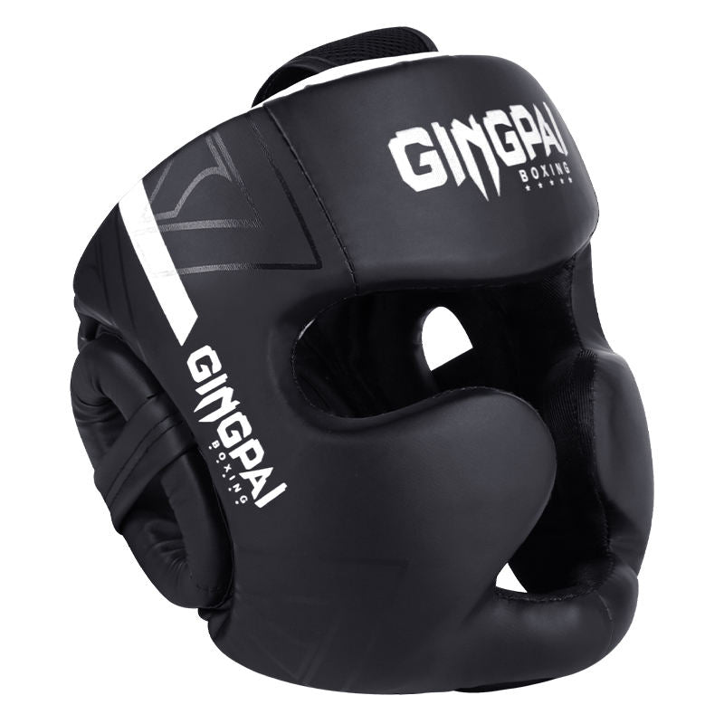 Casco de Boxeo GINGPAI de Cuero PU para Combate Libre para Adultos y Niños, Protector de Cabeza para MMA, Karate, Muay Thai, Kick Boxing y Guantes de Boxe