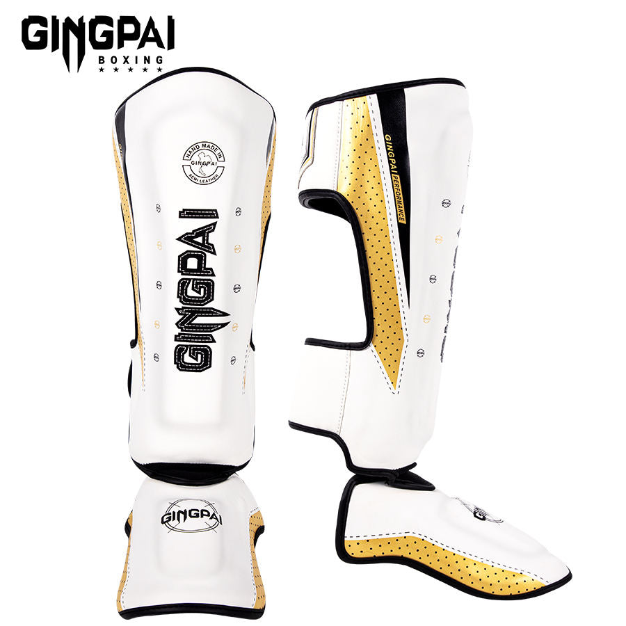 Espinilleras Profesionales de alta calidad de Cuero PU para MMA Muay Thai Kickboxing Adultos y Niños – Protección de Espinilla Ajustable con Velcro, Transpirables y Ligeras