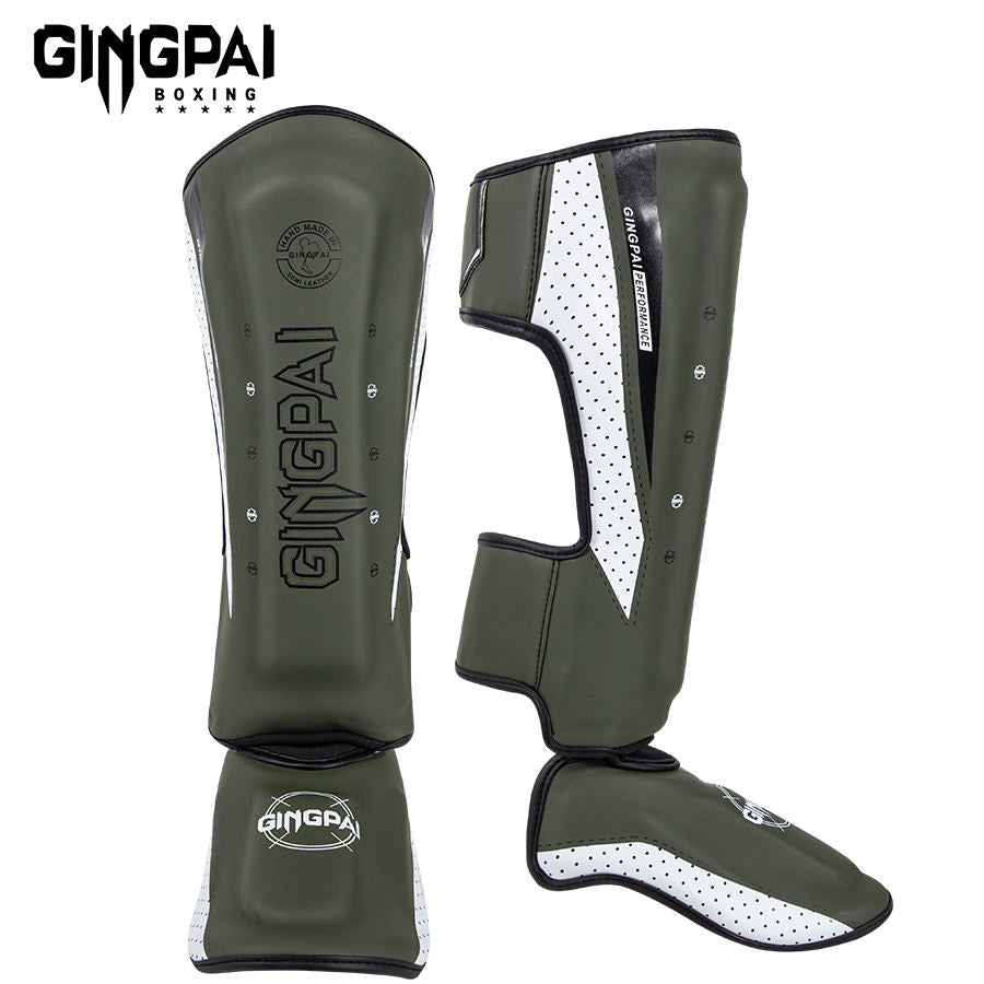 Espinilleras Profesionales de alta calidad de Cuero PU para MMA Muay Thai Kickboxing Adultos y Niños – Protección de Espinilla Ajustable con Velcro, Transpirables y Ligeras