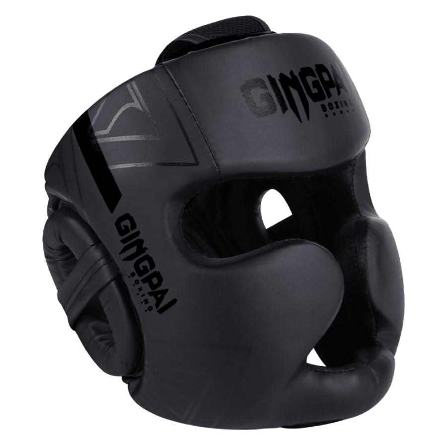 Casco de Boxeo GINGPAI de Cuero PU para Combate Libre para Adultos y Niños, Protector de Cabeza para MMA, Karate, Muay Thai, Kick Boxing y Guantes de Boxe