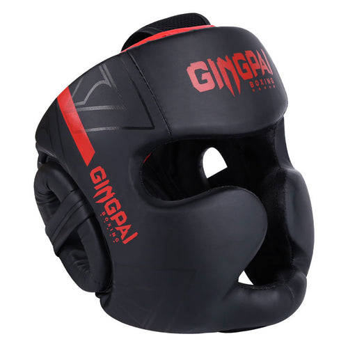 Casco de Boxeo GINGPAI de Cuero PU para Combate Libre para Adultos y Niños, Protector de Cabeza para MMA, Karate, Muay Thai, Kick Boxing y Guantes de Boxe