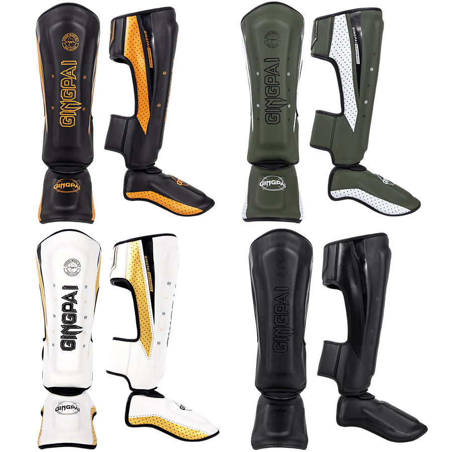 Espinilleras Profesionales de alta calidad de Cuero PU para MMA Muay Thai Kickboxing Adultos y Niños – Protección de Espinilla Ajustable con Velcro, Transpirables y Ligeras